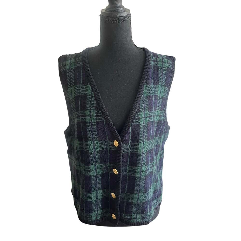 Dark Academia Petite Plaid Sweater by Sag Harbor